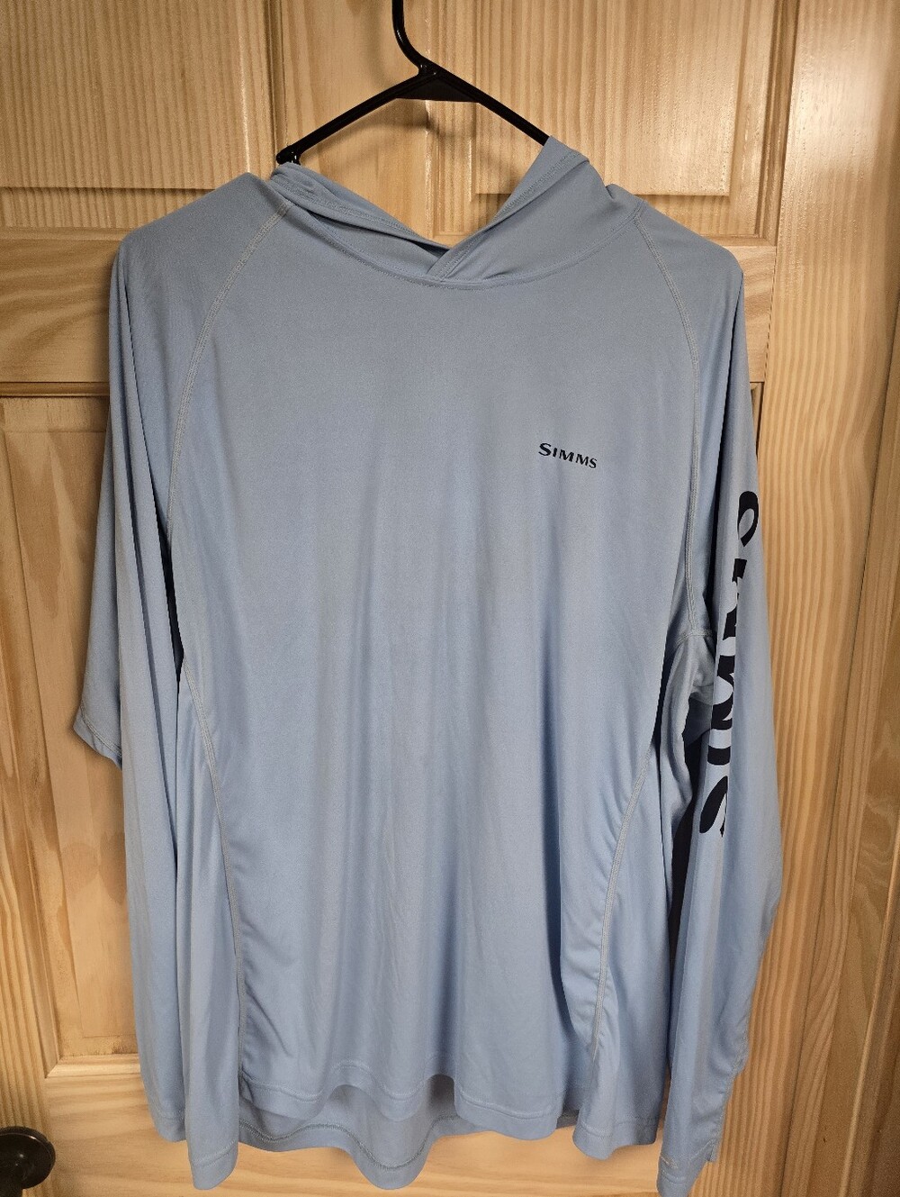 Simms Men’s Hooded Performance Shirt - Pale Blue with Black Logo - Picture 2 of 13